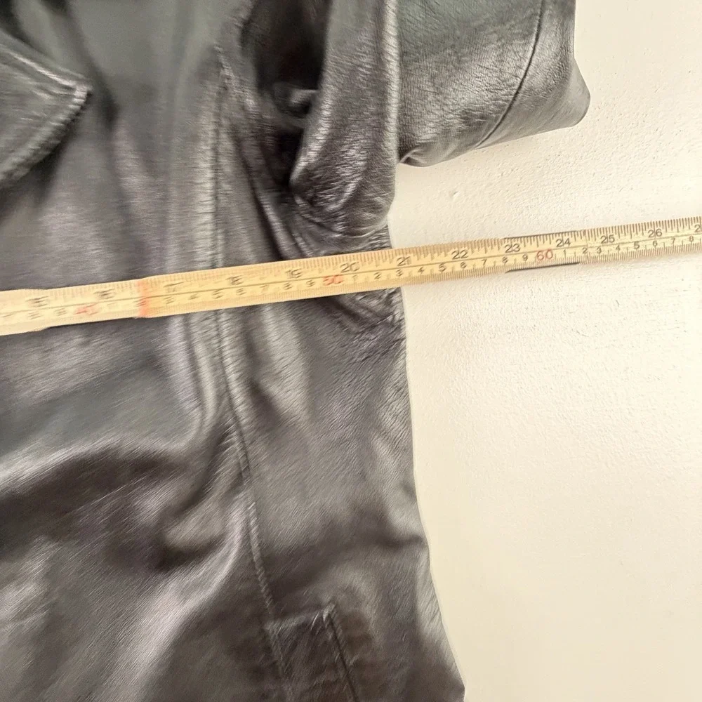 Vintage H&H Leather Black Blazer‎ Mens 42 Genuine Leather 90s Sport Coa